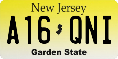 NJ license plate A16QNI