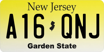 NJ license plate A16QNJ