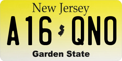 NJ license plate A16QNO