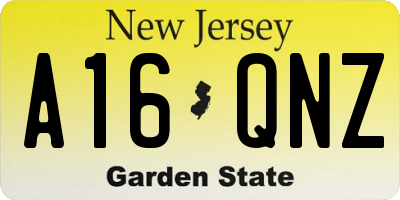 NJ license plate A16QNZ