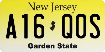 NJ license plate A16QOS
