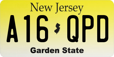 NJ license plate A16QPD