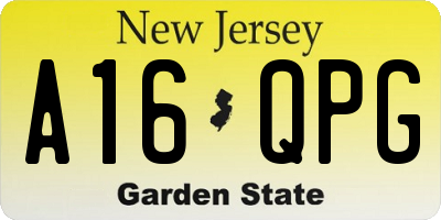 NJ license plate A16QPG