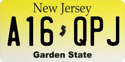 NJ license plate A16QPJ
