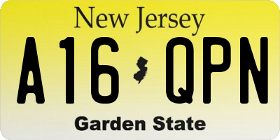 NJ license plate A16QPN