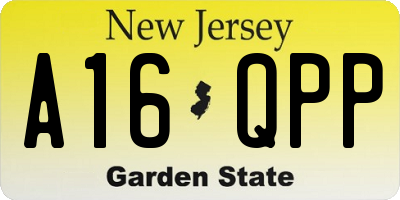 NJ license plate A16QPP