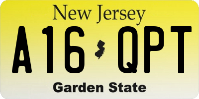 NJ license plate A16QPT
