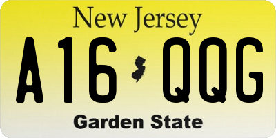 NJ license plate A16QQG