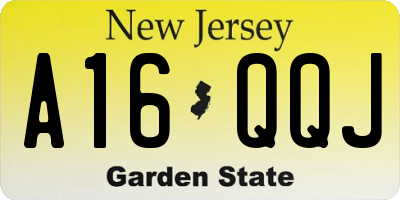NJ license plate A16QQJ