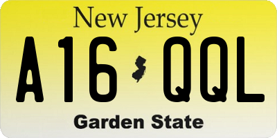 NJ license plate A16QQL