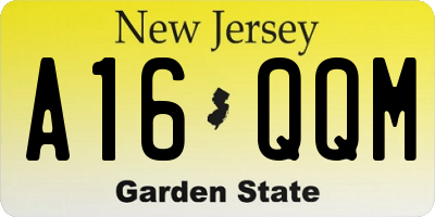 NJ license plate A16QQM