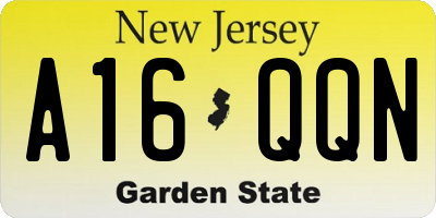 NJ license plate A16QQN