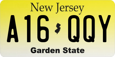 NJ license plate A16QQY