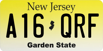 NJ license plate A16QRF