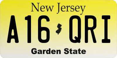 NJ license plate A16QRI