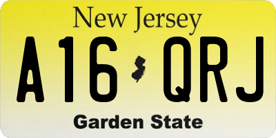 NJ license plate A16QRJ