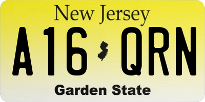 NJ license plate A16QRN