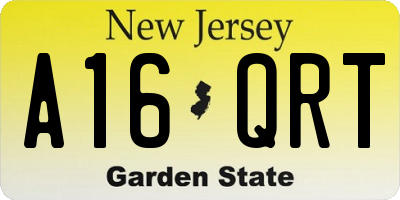 NJ license plate A16QRT