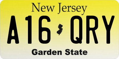 NJ license plate A16QRY