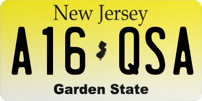NJ license plate A16QSA