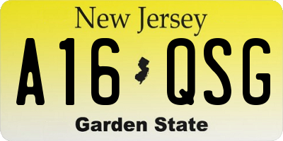 NJ license plate A16QSG