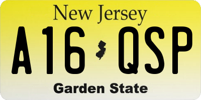 NJ license plate A16QSP