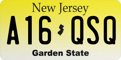 NJ license plate A16QSQ