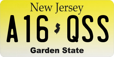 NJ license plate A16QSS