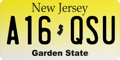 NJ license plate A16QSU