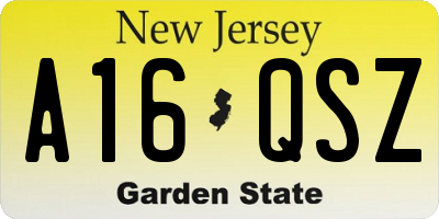 NJ license plate A16QSZ
