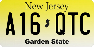 NJ license plate A16QTC