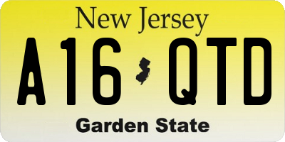 NJ license plate A16QTD