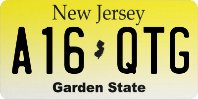NJ license plate A16QTG