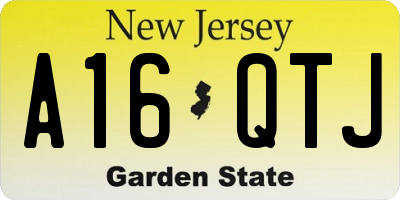 NJ license plate A16QTJ