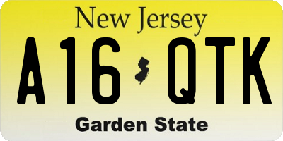 NJ license plate A16QTK