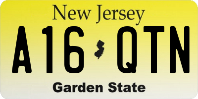 NJ license plate A16QTN