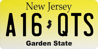 NJ license plate A16QTS