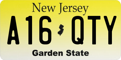 NJ license plate A16QTY