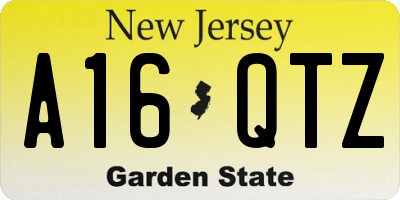 NJ license plate A16QTZ