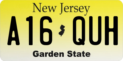NJ license plate A16QUH