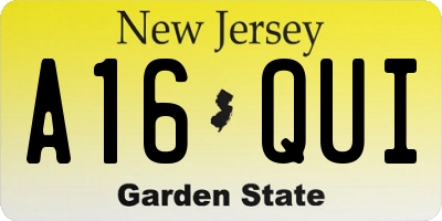 NJ license plate A16QUI