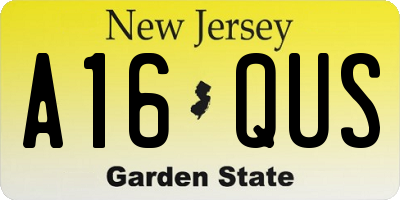 NJ license plate A16QUS