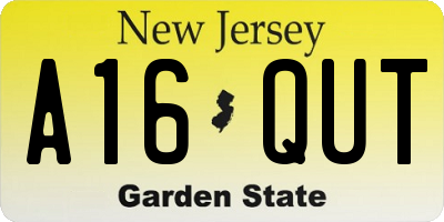 NJ license plate A16QUT