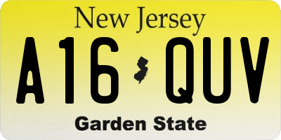 NJ license plate A16QUV