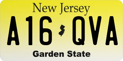 NJ license plate A16QVA