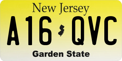 NJ license plate A16QVC