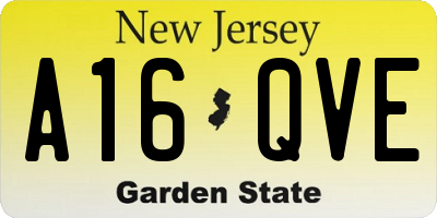NJ license plate A16QVE