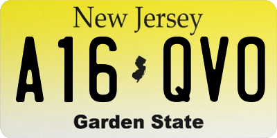 NJ license plate A16QVO