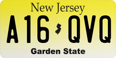 NJ license plate A16QVQ