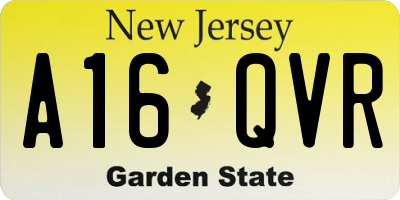 NJ license plate A16QVR